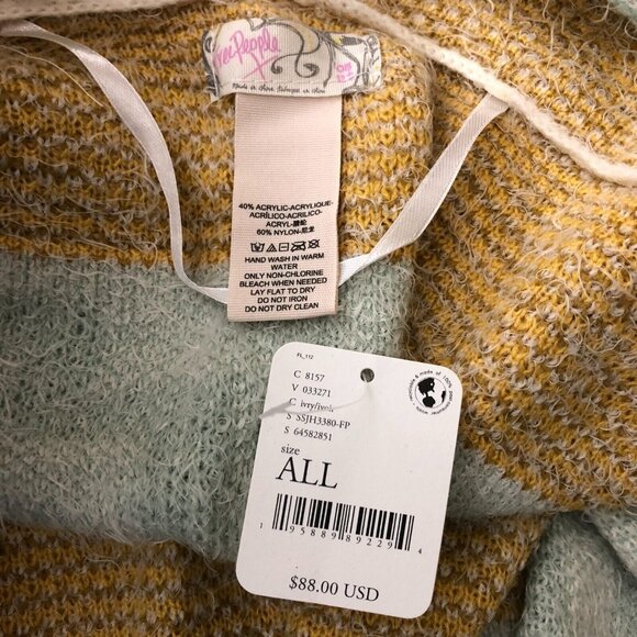 Free People Diamondback Cozy Kimono Poncho Soft Southwest Boho Ivory Yellow OS - Picture 3 of 3